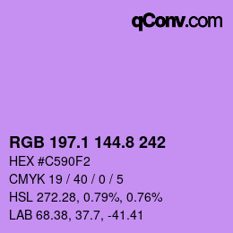 カラーコード: RGB 197.1 144.8 242 | qconv.com