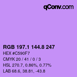 カラーコード: RGB 197.1 144.8 247 | qconv.com
