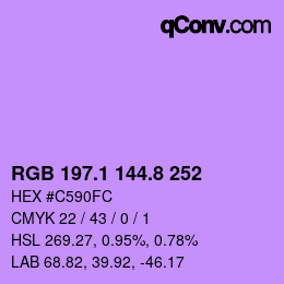 カラーコード: RGB 197.1 144.8 252 | qconv.com