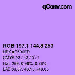 カラーコード: RGB 197.1 144.8 253 | qconv.com