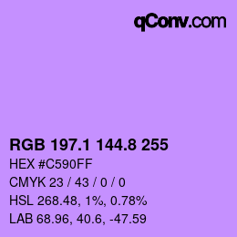 カラーコード: RGB 197.1 144.8 255 | qconv.com