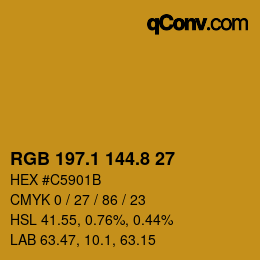 カラーコード: RGB 197.1 144.8 27 | qconv.com