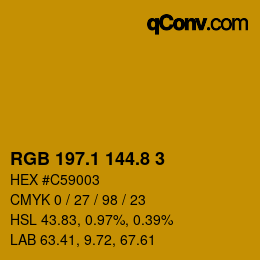 カラーコード: RGB 197.1 144.8 3 | qconv.com