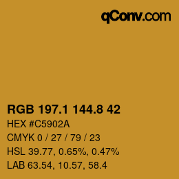 Color code: RGB 197.1 144.8 42 | qconv.com