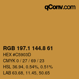 Color code: RGB 197.1 144.8 61 | qconv.com