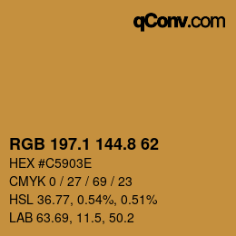 Color code: RGB 197.1 144.8 62 | qconv.com