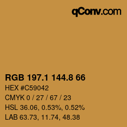 Color code: RGB 197.1 144.8 66 | qconv.com