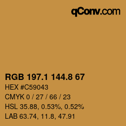 Color code: RGB 197.1 144.8 67 | qconv.com