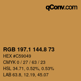 Color code: RGB 197.1 144.8 73 | qconv.com
