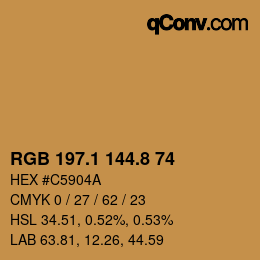 Color code: RGB 197.1 144.8 74 | qconv.com