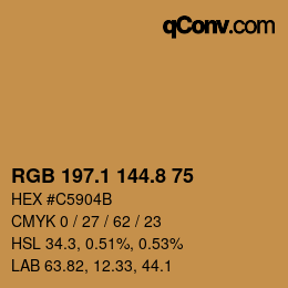 Color code: RGB 197.1 144.8 75 | qconv.com