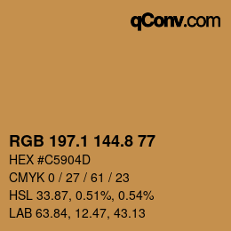 Color code: RGB 197.1 144.8 77 | qconv.com