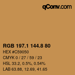 Color code: RGB 197.1 144.8 80 | qconv.com