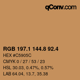カラーコード: RGB 197.1 144.8 92.4 | qconv.com
