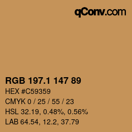 カラーコード: RGB 197.1 147 89 | qconv.com