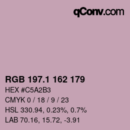 カラーコード: RGB 197.1 162 179 | qconv.com