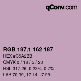 カラーコード: RGB 197.1 162 187 | qconv.com