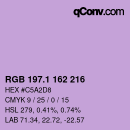 カラーコード: RGB 197.1 162 216 | qconv.com