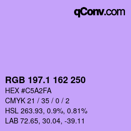 カラーコード: RGB 197.1 162 250 | qconv.com