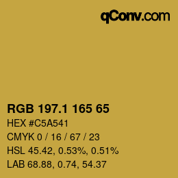 カラーコード: RGB 197.1 165 65 | qconv.com