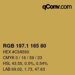 カラーコード: RGB 197.1 165 80 | qconv.com