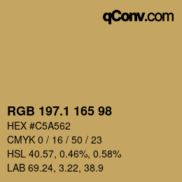カラーコード: RGB 197.1 165 98 | qconv.com