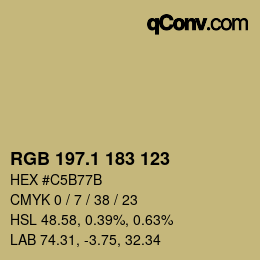 カラーコード: RGB 197.1 183 123 | qconv.com