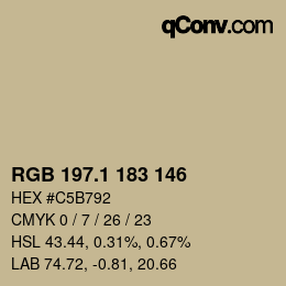 カラーコード: RGB 197.1 183 146 | qconv.com