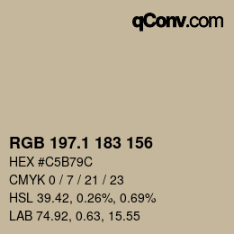 カラーコード: RGB 197.1 183 156 | qconv.com