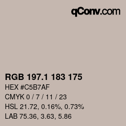 カラーコード: RGB 197.1 183 175 | qconv.com