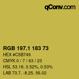 カラーコード: RGB 197.1 183 73 | qconv.com
