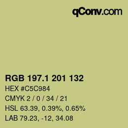 カラーコード: RGB 197.1 201 132 | qconv.com