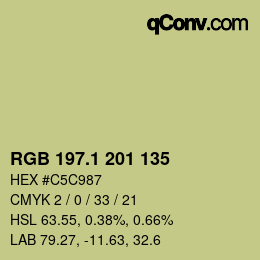 カラーコード: RGB 197.1 201 135 | qconv.com