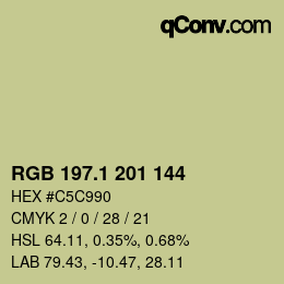 カラーコード: RGB 197.1 201 144 | qconv.com