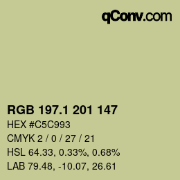 カラーコード: RGB 197.1 201 147 | qconv.com