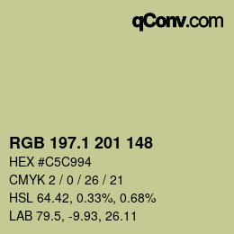 カラーコード: RGB 197.1 201 148 | qconv.com