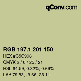 カラーコード: RGB 197.1 201 150 | qconv.com