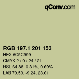 カラーコード: RGB 197.1 201 153 | qconv.com