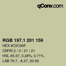 カラーコード: RGB 197.1 201 159 | qconv.com