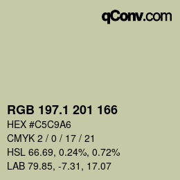 Color code: RGB 197.1 201 166 | qconv.com