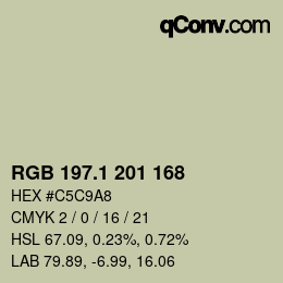 Color code: RGB 197.1 201 168 | qconv.com