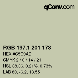 Color code: RGB 197.1 201 173 | qconv.com