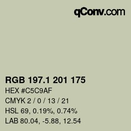 カラーコード: RGB 197.1 201 175 | qconv.com