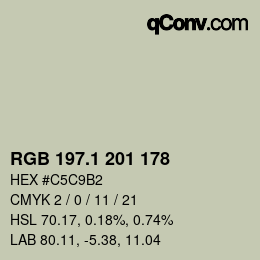 Color code: RGB 197.1 201 178 | qconv.com