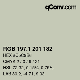 カラーコード: RGB 197.1 201 182 | qconv.com