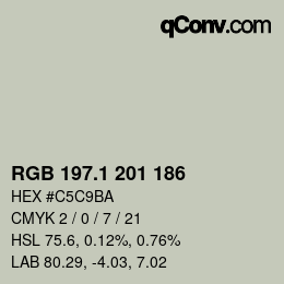 カラーコード: RGB 197.1 201 186 | qconv.com