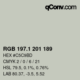 カラーコード: RGB 197.1 201 189 | qconv.com
