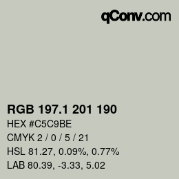 Color code: RGB 197.1 201 190 | qconv.com