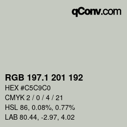 Color code: RGB 197.1 201 192 | qconv.com