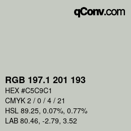 カラーコード: RGB 197.1 201 193 | qconv.com